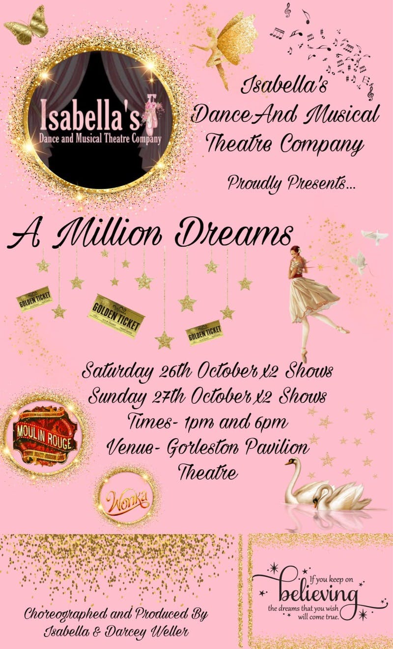 Poster for the A Million Dreams performance at the Gorleston Pavilion Theatre