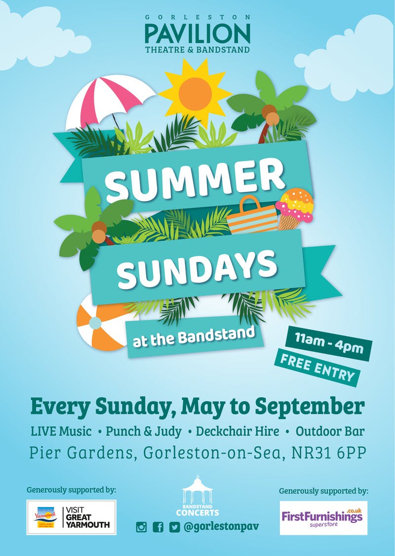 Poster for the Summer Sundays at the Bandstand performance at the Gorleston Pavilion Theatre