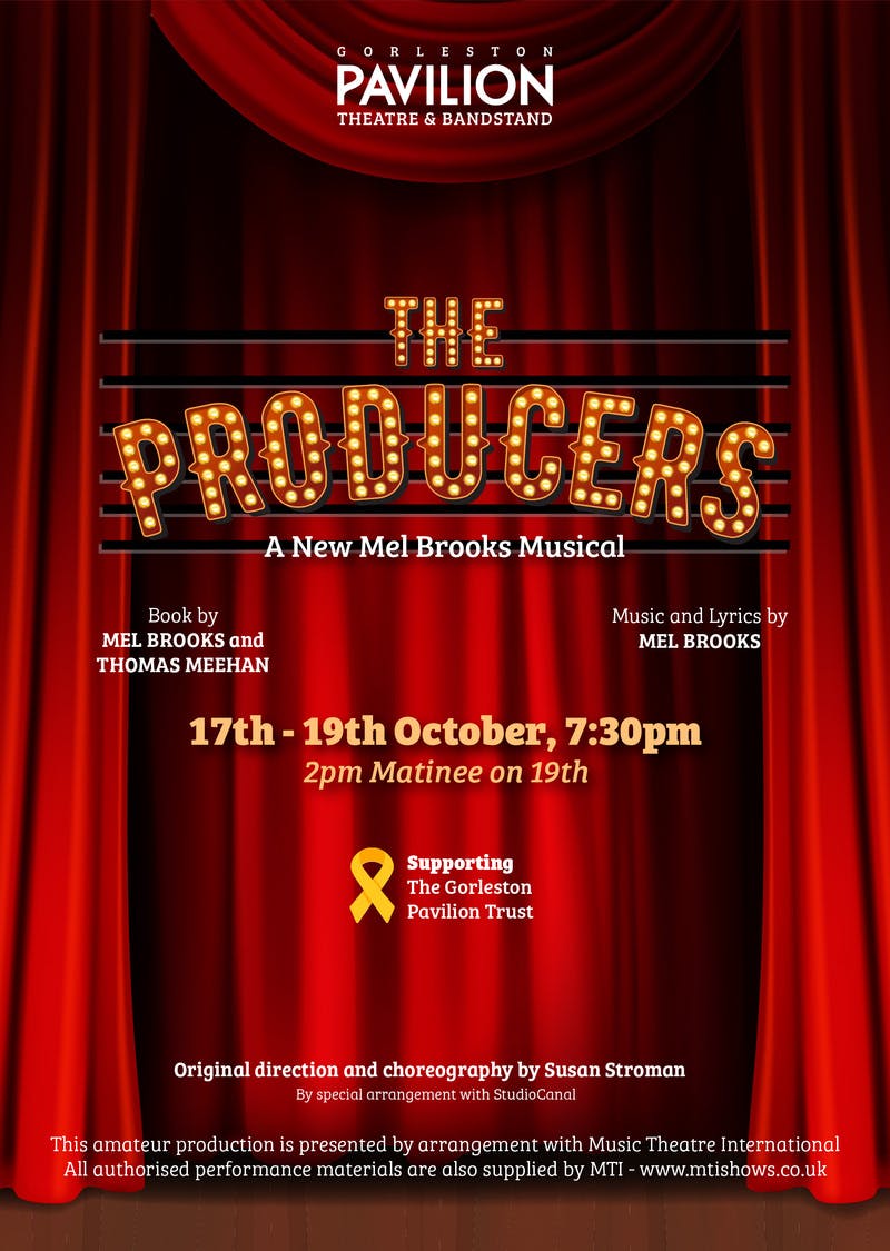 Poster for the The Producers performance at the Gorleston Pavilion Theatre